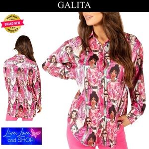 GALITA Buttoned Down Loose Fit Shirt: Multiple Women Faces (Medium Prints,) NWT